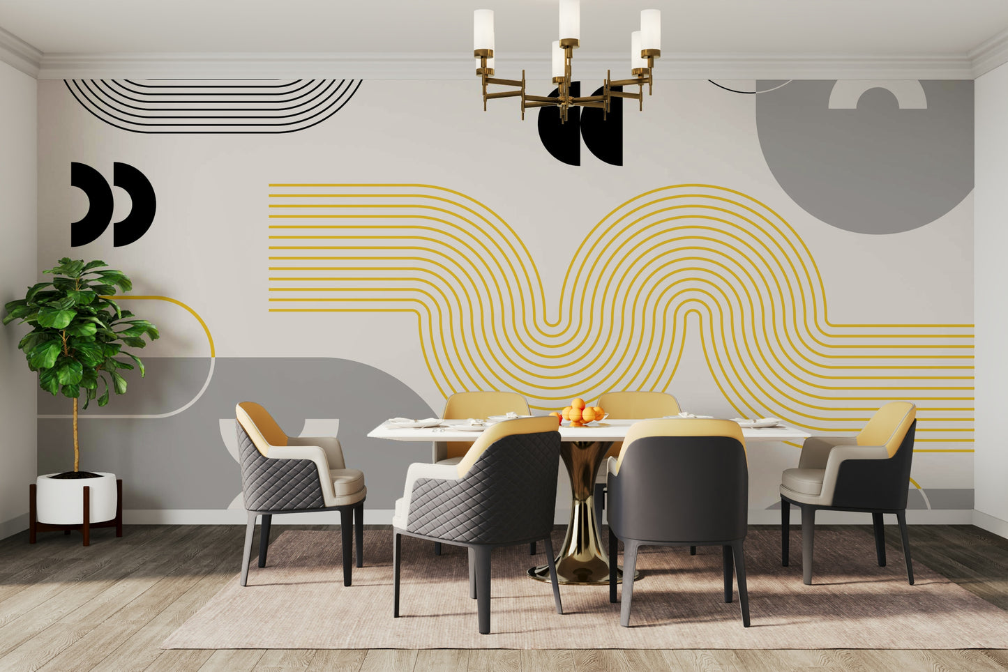Yellow Gray Geometric Pattern for Walls

