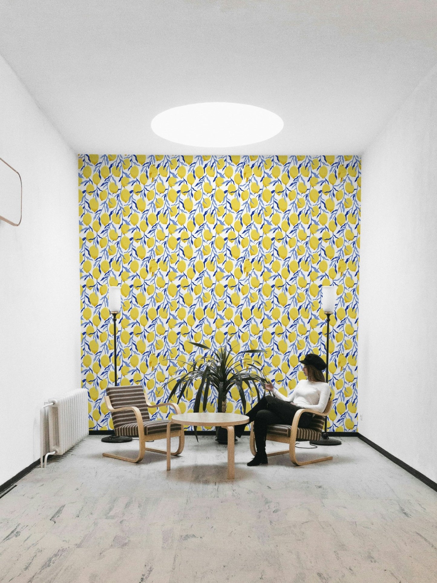 Nature mural wallpaper with lemons

