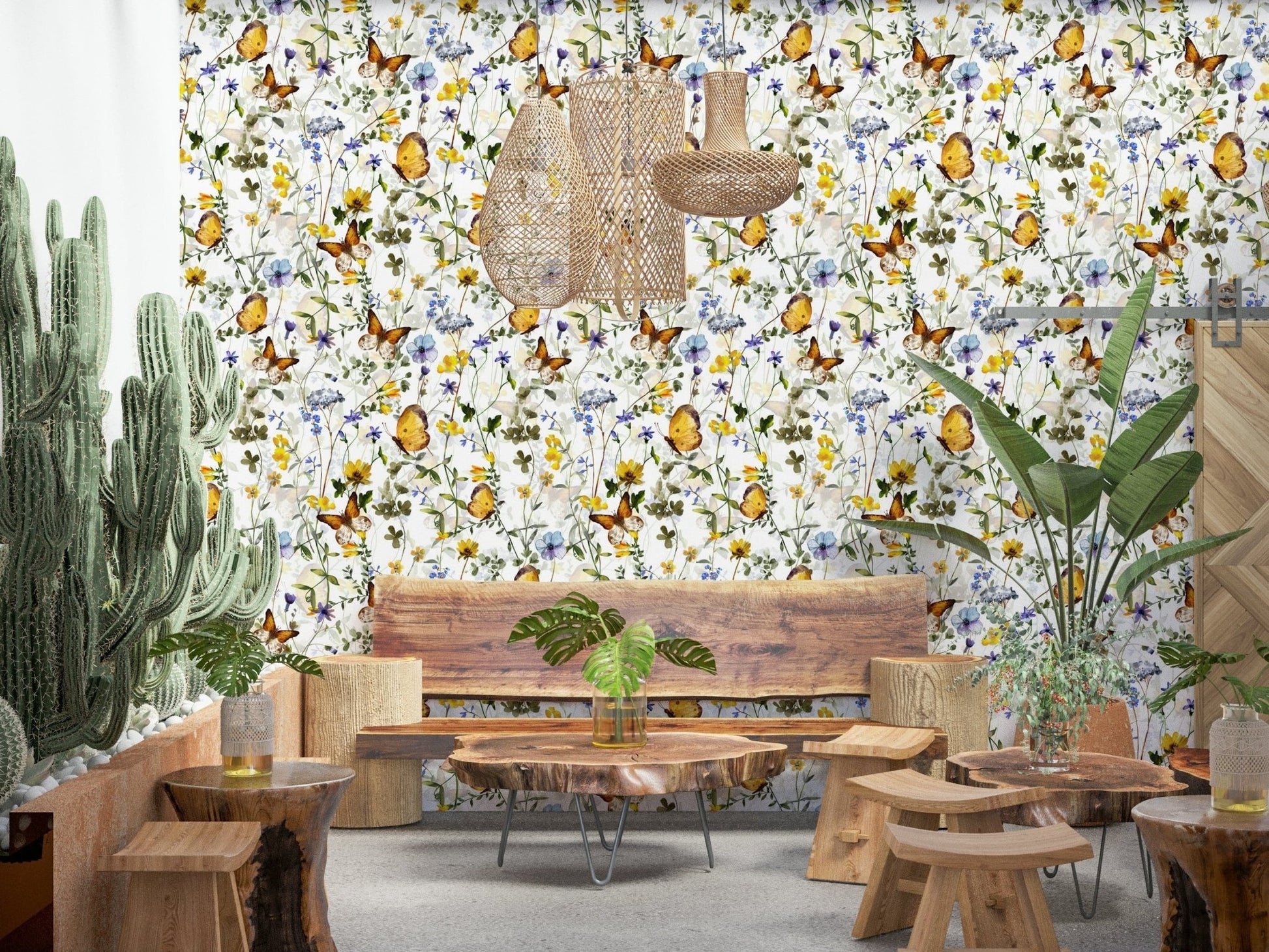 Artistic Yellow Butterfly Meadow nature inspiration decor