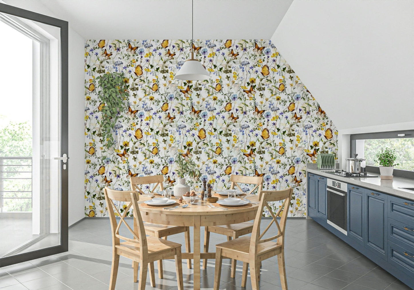 Yellow Butterfly Meadow watercolor meadow room design