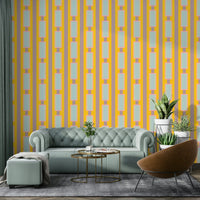 Non‑woven mural showing dancing yellow lines

