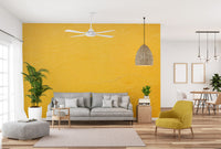 Soft buttery yellow wallpaper for a cheerful living room.
