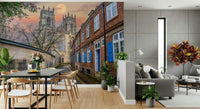 Dining room wall mural showing York Minster at night, soft moonlit highlights