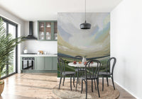 Impressive landscape wall decor for a high-end apartment entryway.