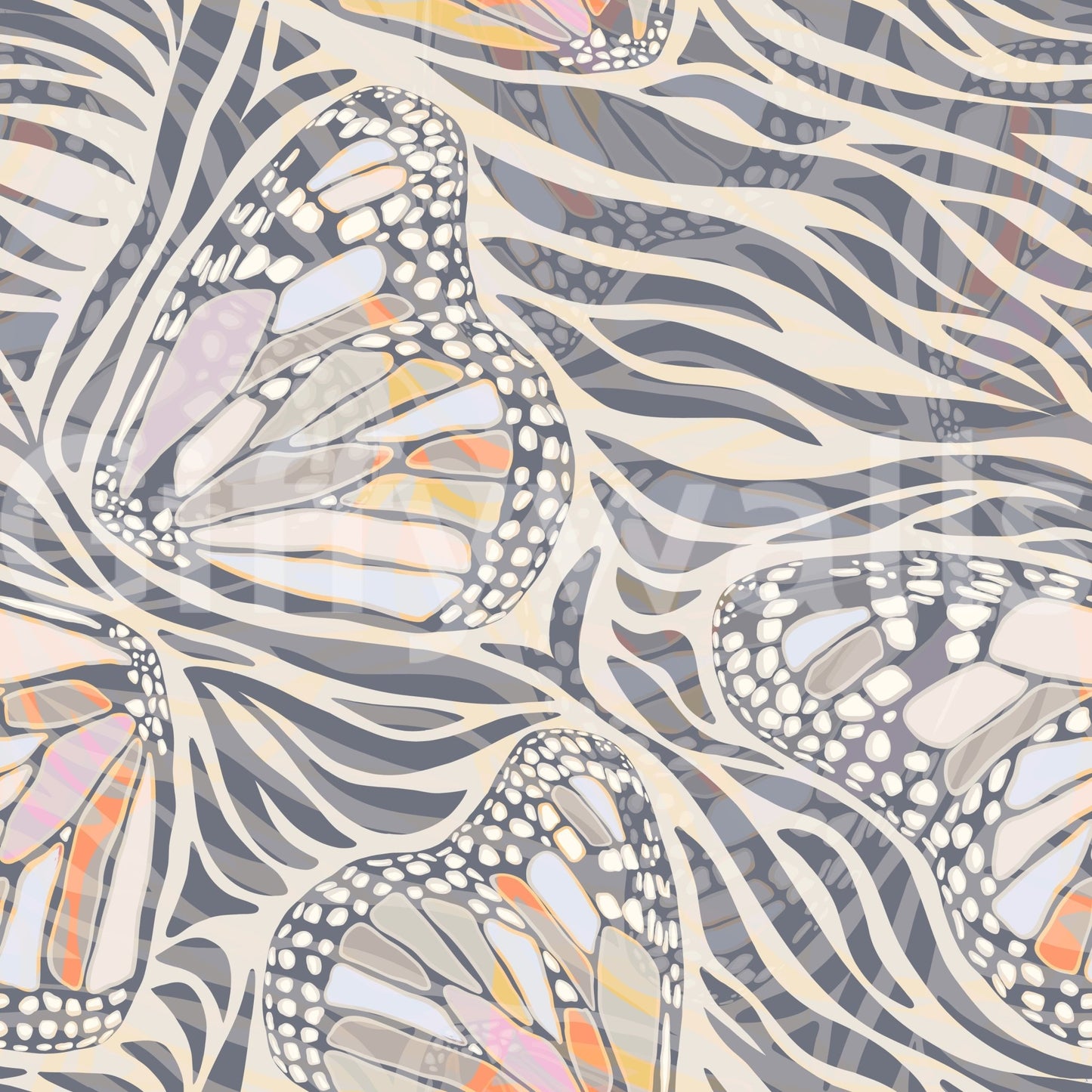 Zebra Butterfly Metamorphosis • Maximalist Boho in Earthy Pastels Wallpaper⁠