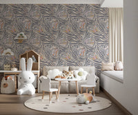 Zebra Butterfly Metamorphosis • Maximalist Boho in Earthy Pastels Wallpaper⁠