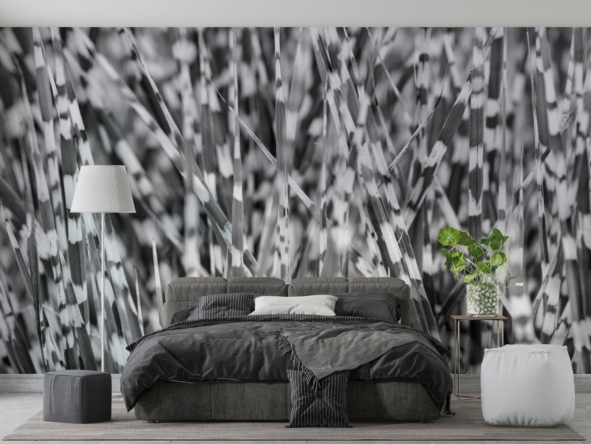 A classic striped leaf wallpaper for walls.

