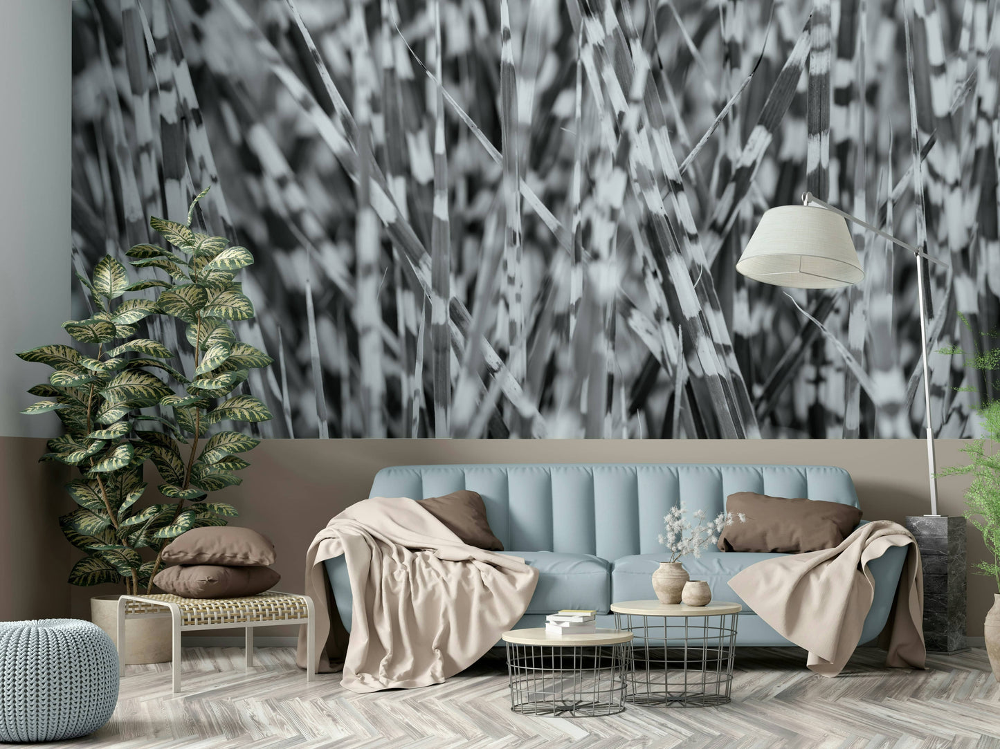 A contemplative zebra grass wallpaper mural for a feature wall.

