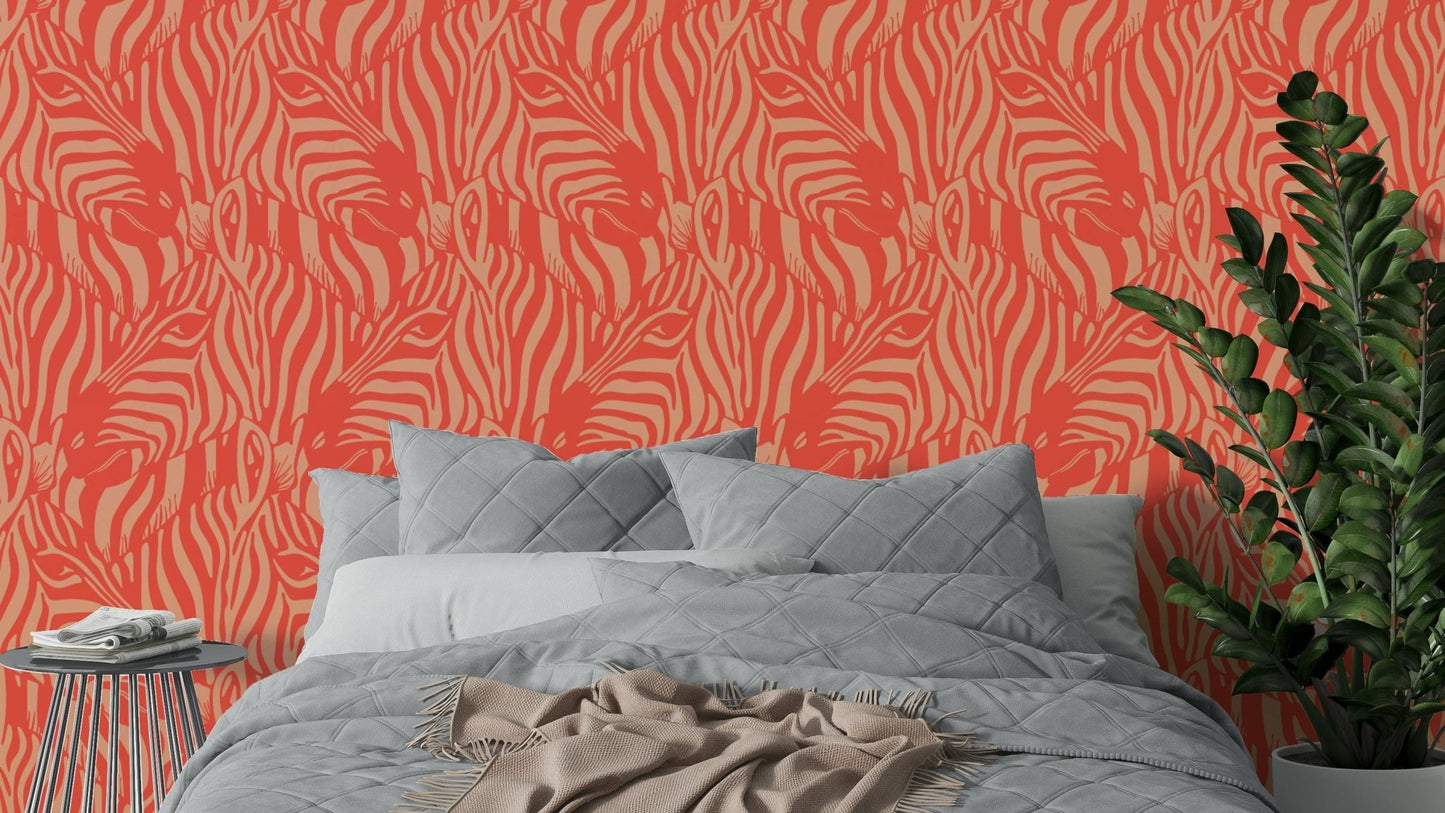 The colors are soft, muted tones of red, orange, and buff.

