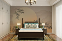 The design features slender bamboo stalks.

