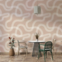 Sand-toned mural with zen-inspired design


