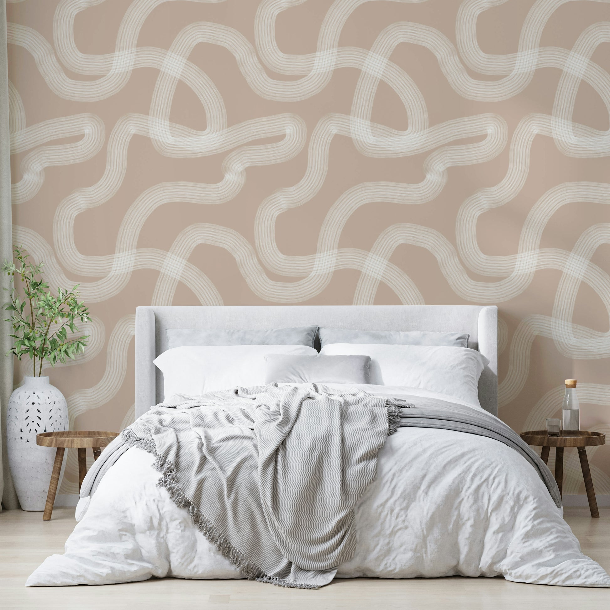 Flowing line wallpaper for serene interiors

