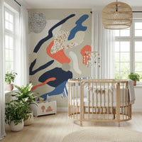 A graceful subtle pattern wall mural in cool, tranquil tones.