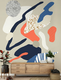 A contemplative gentle design wallpaper mural for a feature wall.