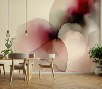 Zen Oasis Wall Mural behind a white bedframe in a sleek suite