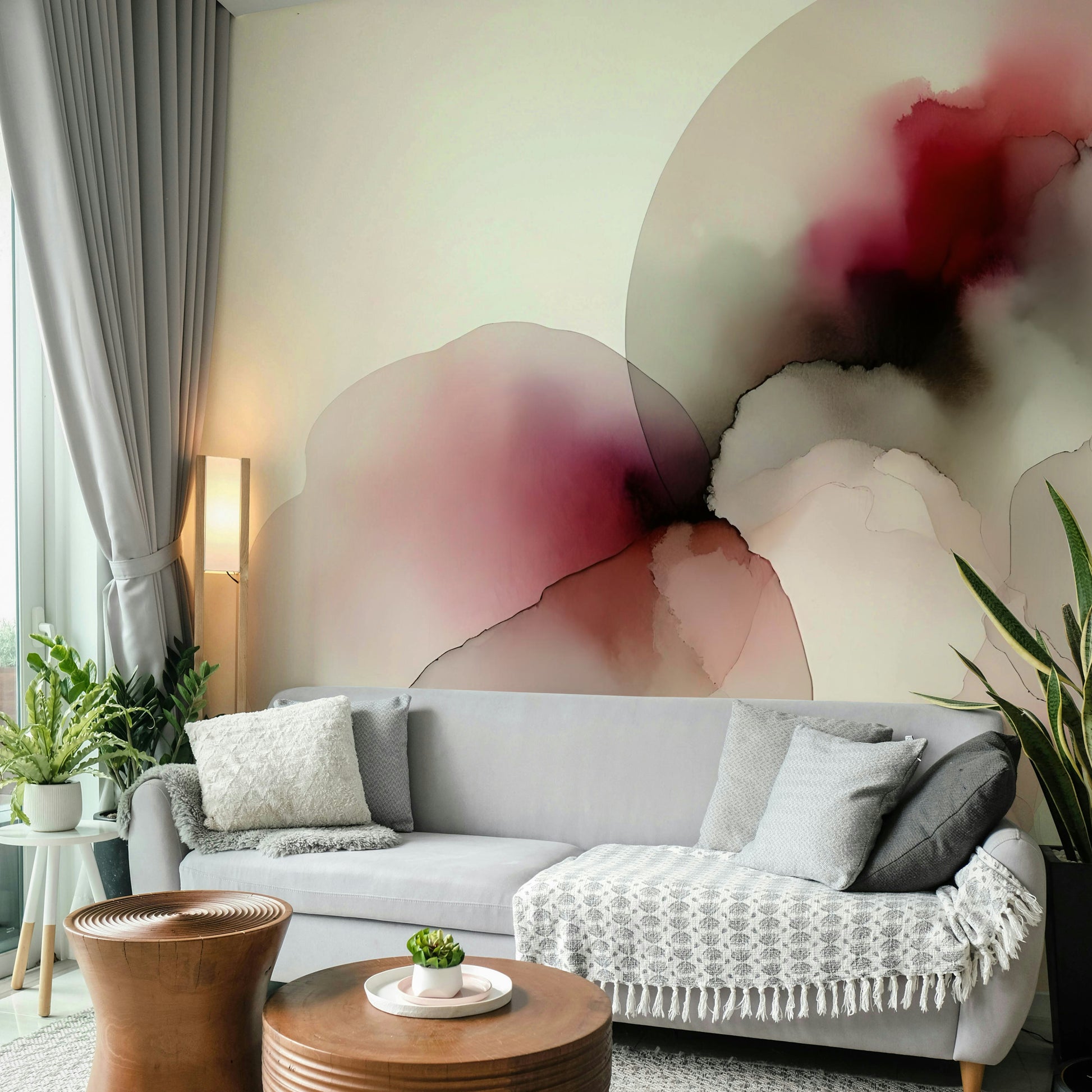 Foggy forest wallcovering for a modern bedroom with natural light