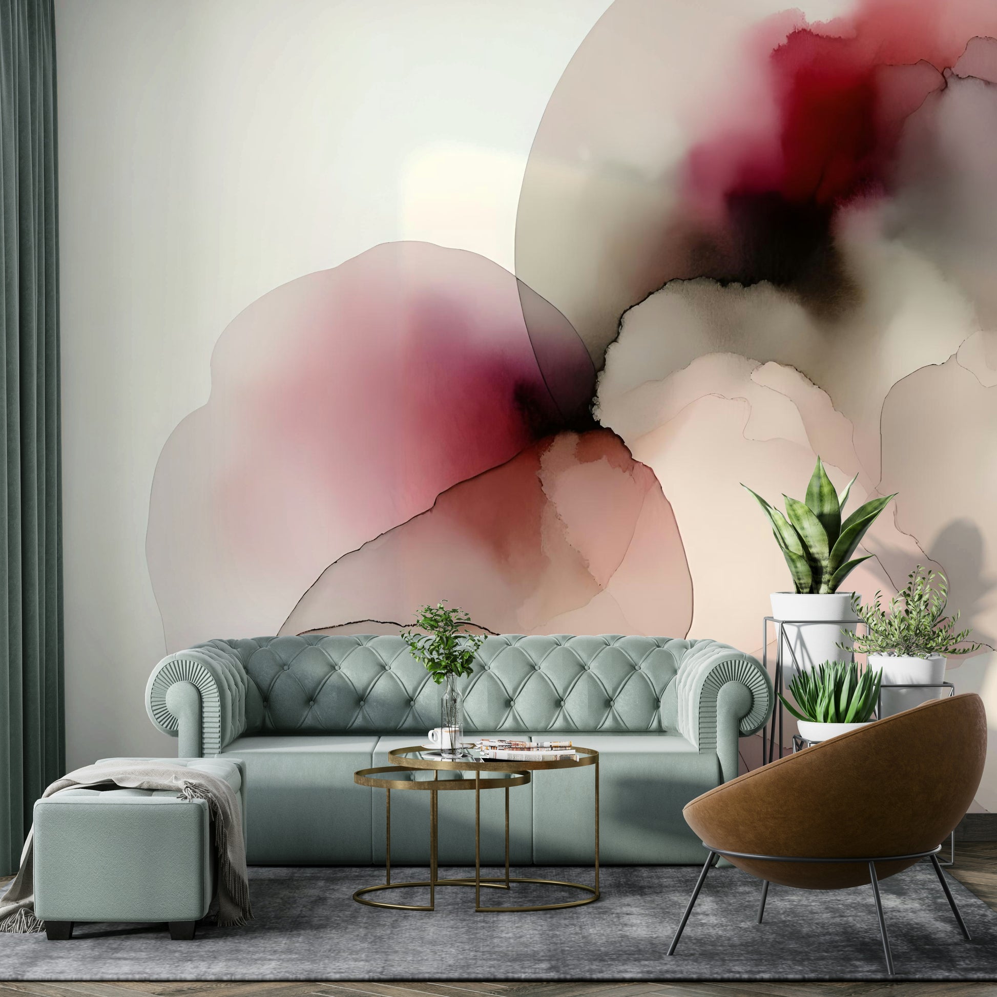 Neutral tone mountain scenery for a peaceful nursery wall decor