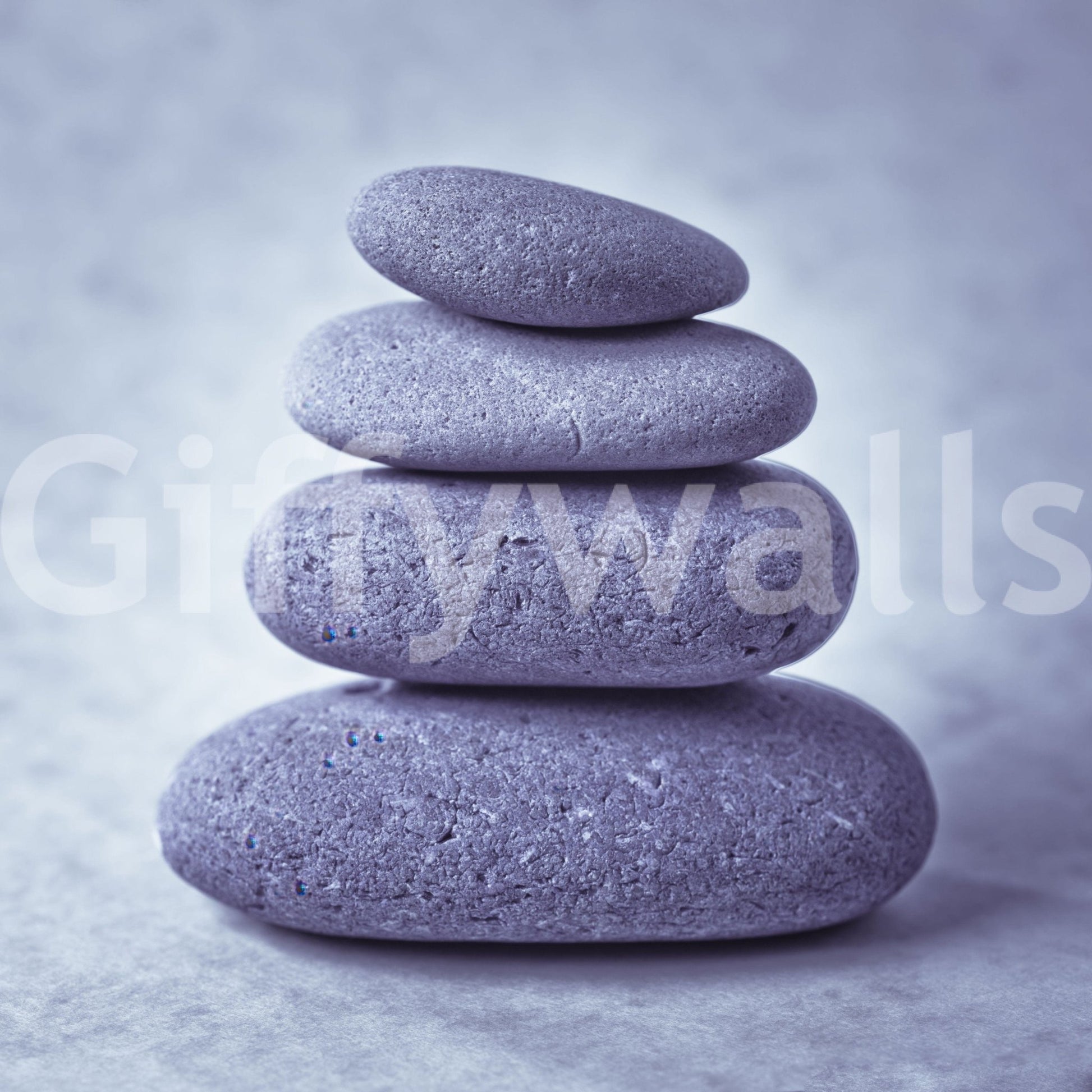 River polished Stone Stack mural calmness meditation motif.