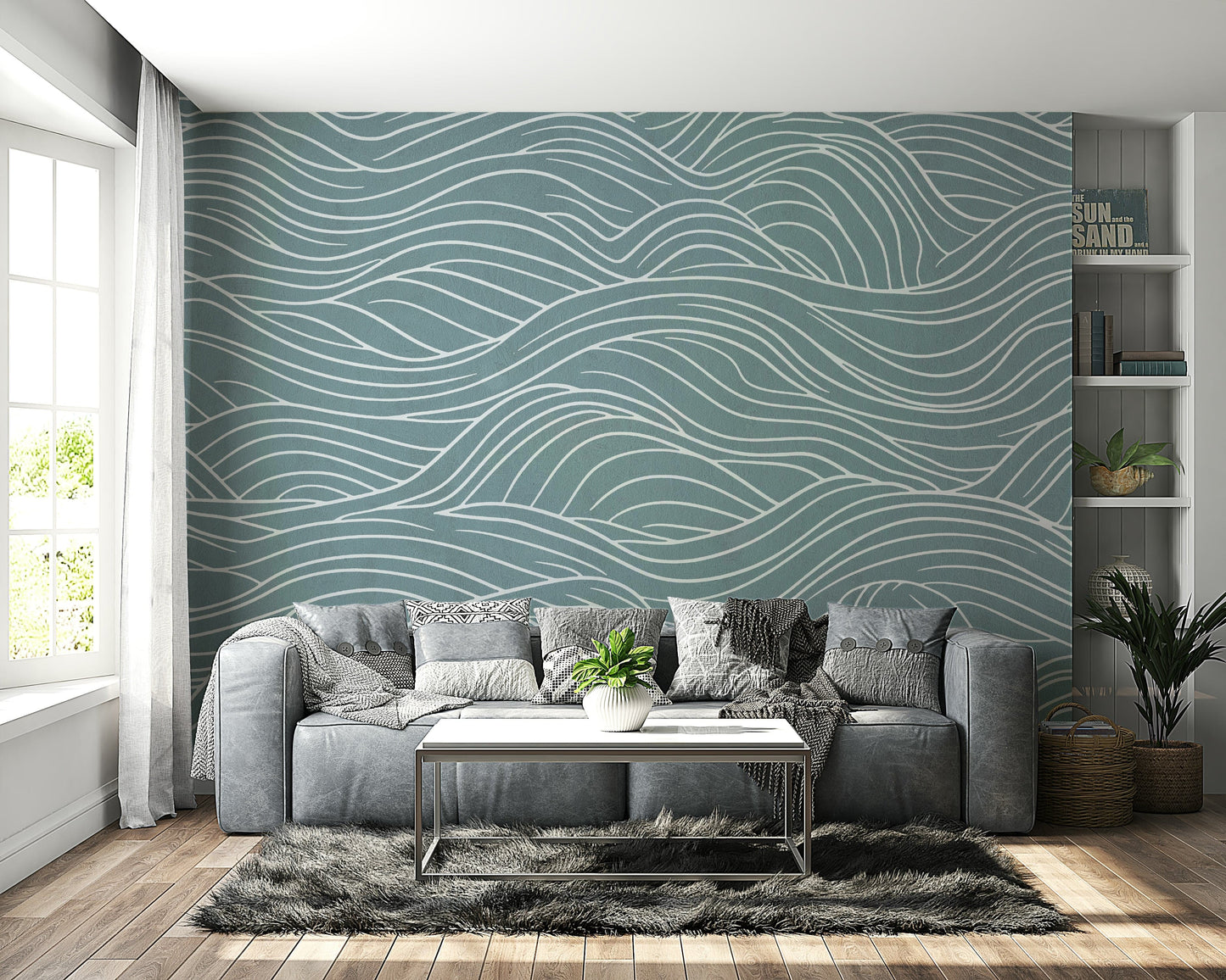 Serene abstract scene with friendly shapes

