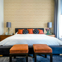 Warm botanical wallpaper for organic modern interiors

