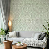 Clay-toned wallpaper featuring abstract foliage motifs

