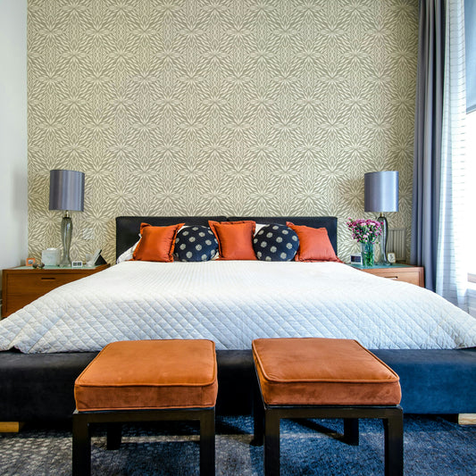 Earthy clay and terracotta leaf wallpaper for walls

