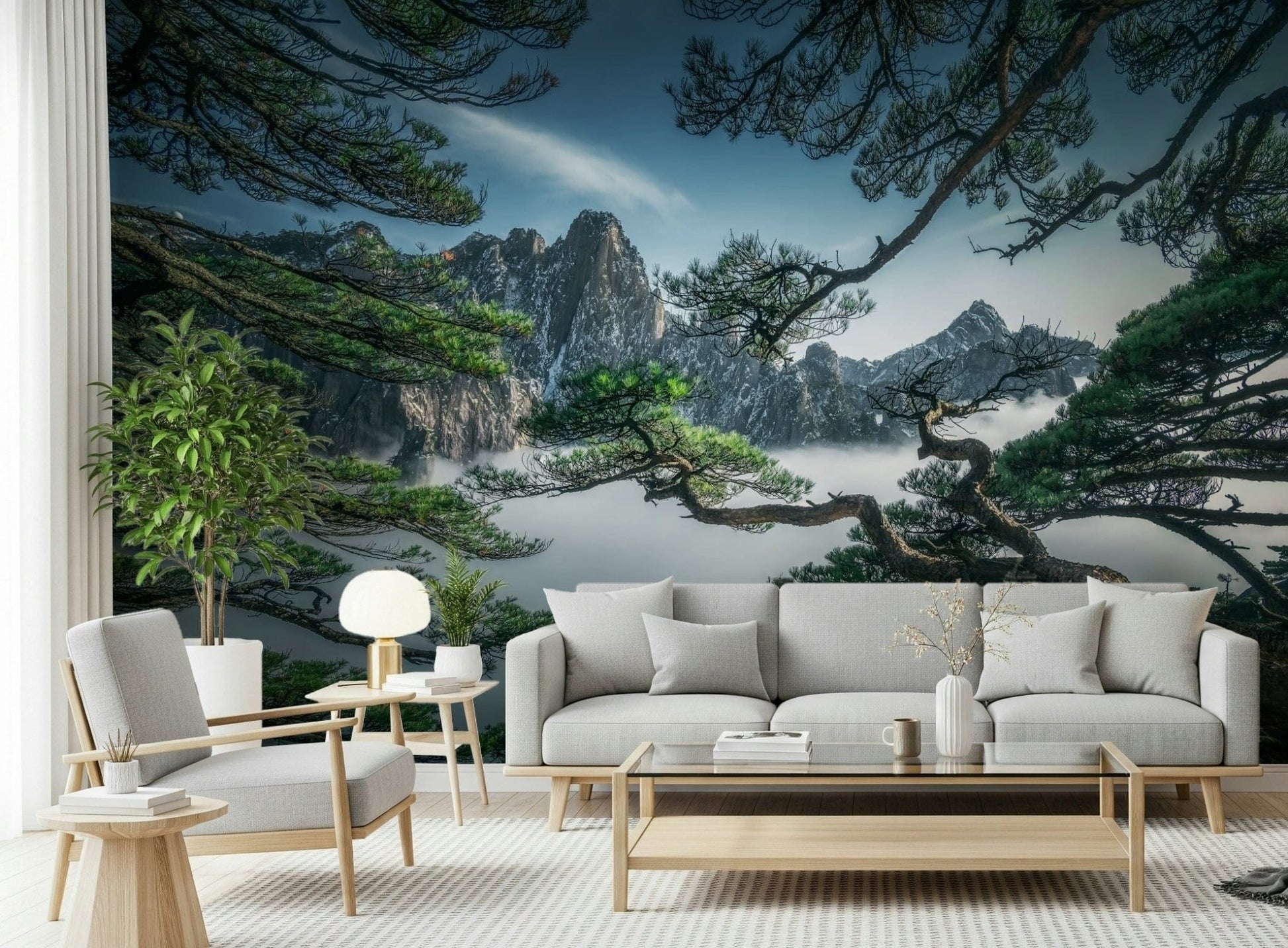 Blue sky Zenith Peak View spectacular mountain panorama mural.