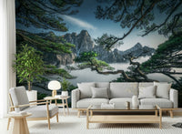 Blue sky Zenith Peak View spectacular mountain panorama mural.