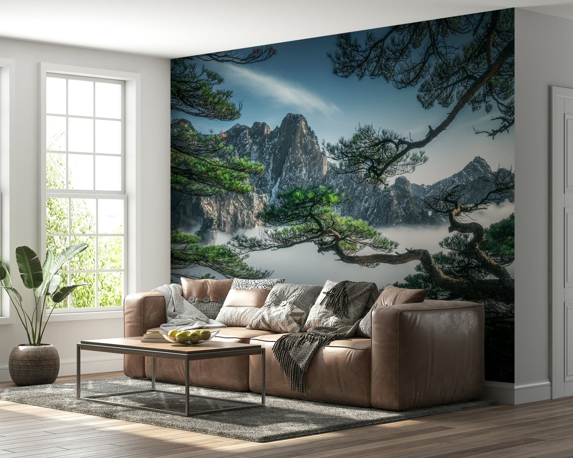 Serene Zenith Peak View floating clouds mountain view décor.