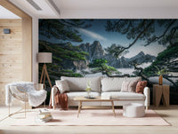 Zenith Peak View majestic mountain landscape fog wall mural.