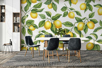 An interior with a sunny and inviting accent wall

