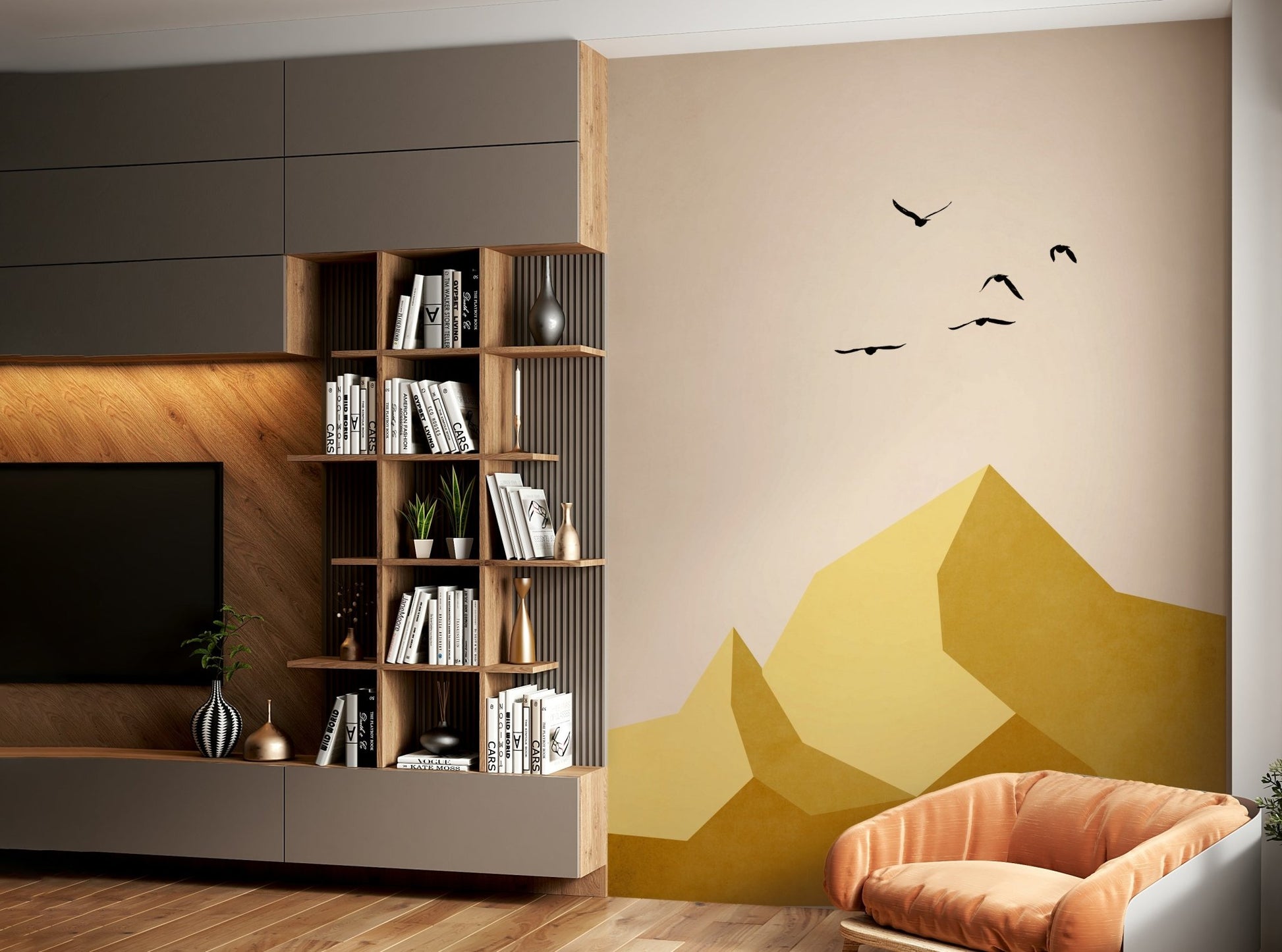 The mural covers a significant wall area.
