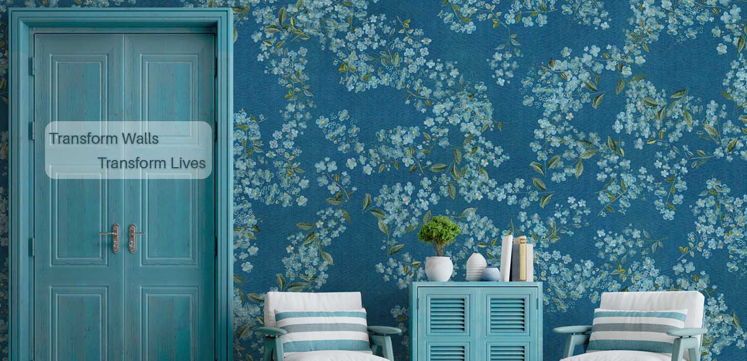 Blue Flower Wallpaper Mural